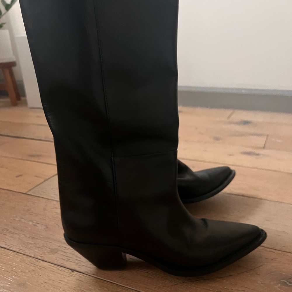 Zara knee high western leather boots